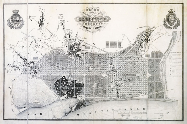 Aus: Cerdà, Ildefonso: Stadterweiterungsplan von Barcelona, drittes Projekt, 1863